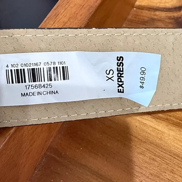 Express Leopard Print Calf Hair Belt with Dual Gold Ring Buckle size XS - Picture 3 of 4